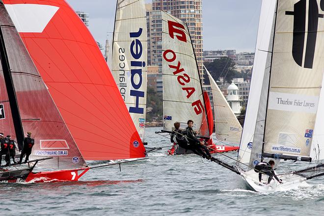Leaders at the bottom mark - Day 3, JJ Giltinan Trophy, Race 1 © Frank Quealey /Australian 18 Footers League http://www.18footers.com.au